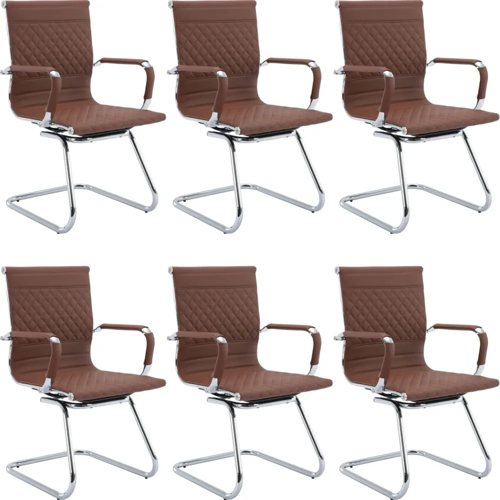 

Modern PU Leather Mid-Back Desk Chairs Set of 6 for Office Reception and Waiting Areas