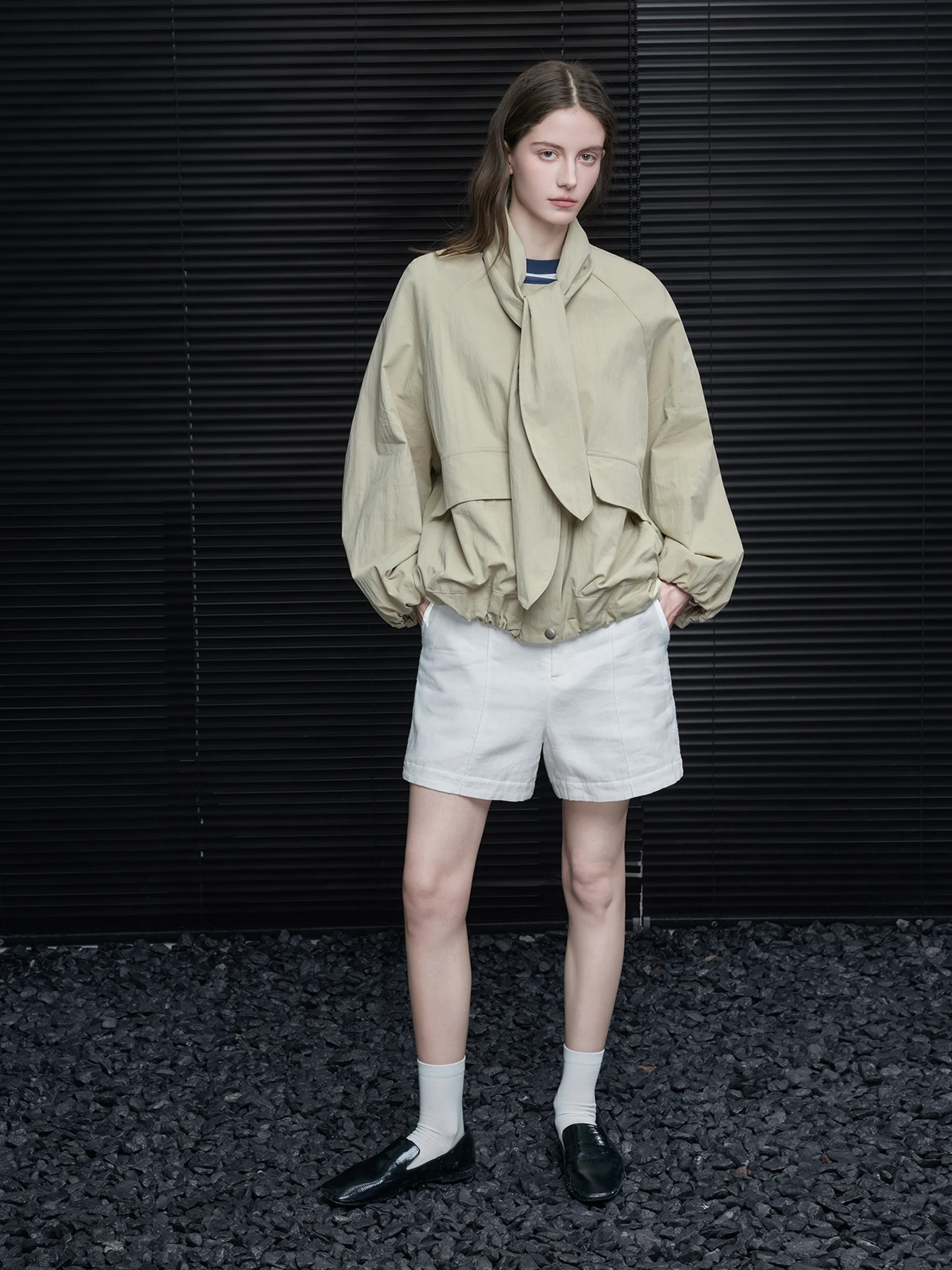 

Свободная женская куртка весна 2026: Новинка, модный уличный стиль, хлопок, нейлон, фибровые волокна, фасон «фонарь»