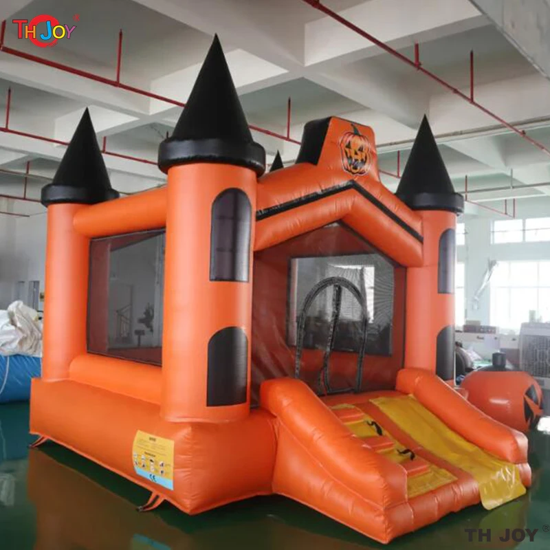 Nouveau Design 4.5x3.5m gonflables fête d'halloween château gonflable toboggan combo citrouille Orange maison de rebond pour les événements de fête