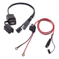 Adaptador de cabo SAE para USB Carregador USB à prova d'água Porta rápida 2.1A com fusível em linha para motocicleta celular tablet GPS