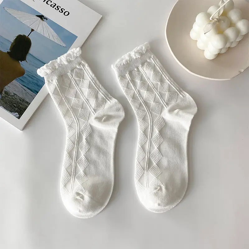 1/6 أزواج من الجوارب غير الرسمية المريحة متوسطة الطول لربيع وخريف، جوارب طويلة كرتونية لطيفة جديدة، جوارب نسائية عصرية متعددة الاستخدامات