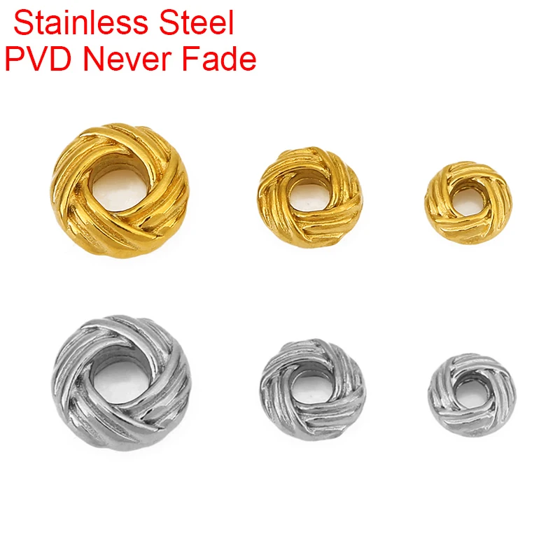 10 pz PVD Non Sbiadisce Mai In Acciaio Inox Foro Grande Perline Del Distanziatore 5mm 6mm 8mm Branelli Allentati Della Collana Del Braccialetto Per Fare Gioielli Fai Da Te