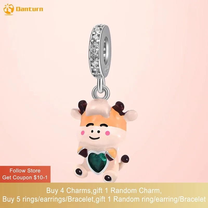 

Danturn 925 Sterling Silver Beads Chinese Zodiac - Cow Dangle Charm fit Snake Chain Bracelets Fashion Women Jewelry Making