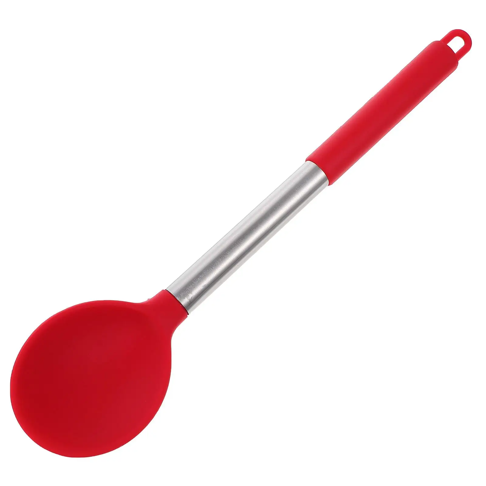 

Silicone Cooking Spoon Red Color Safe Material Ergonomic Stick Kitchen Utensils Tools Salad Cookware