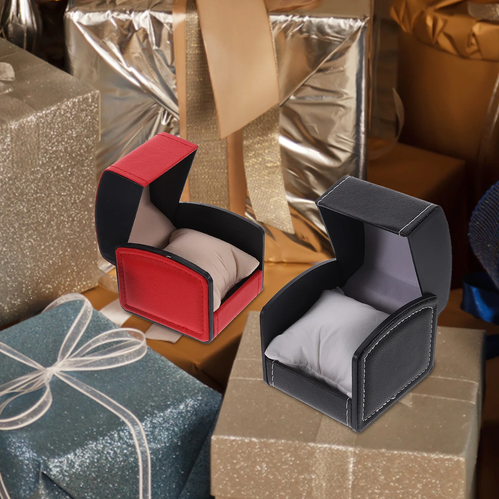 

2pcs Pu Display Gift Packing Box Watches Jewelry Storage Gift Packing Box Travel Watch Display Case Watch Case