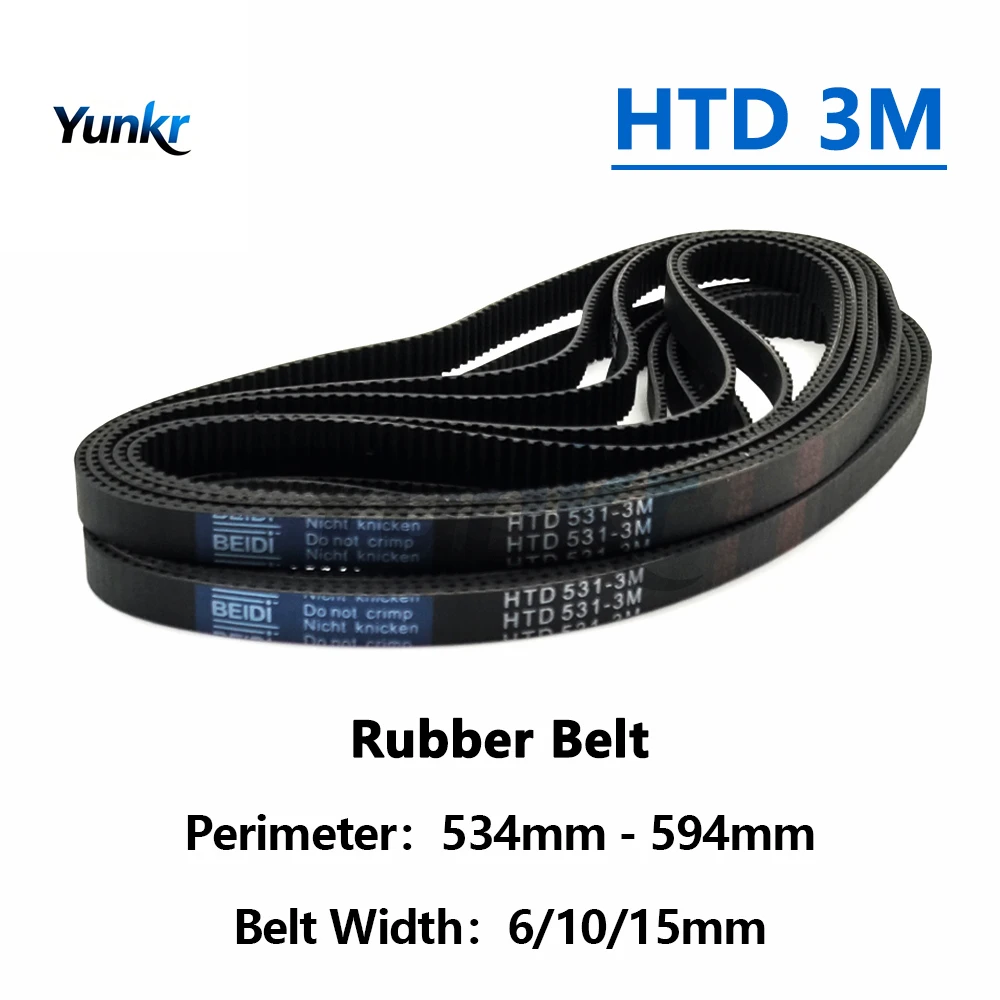 HTD 3M Loop Timing Belt Length 534 537 540 543 546 549 552 555 558 561 564 567 570 573 576 579 582 585 588 591 594mm Drive Belt