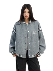 Biggold American College Sle Color Blo Embroidery Baseball Jaet Women's Loose Versatile Couple's Outerwear Autumn 2025