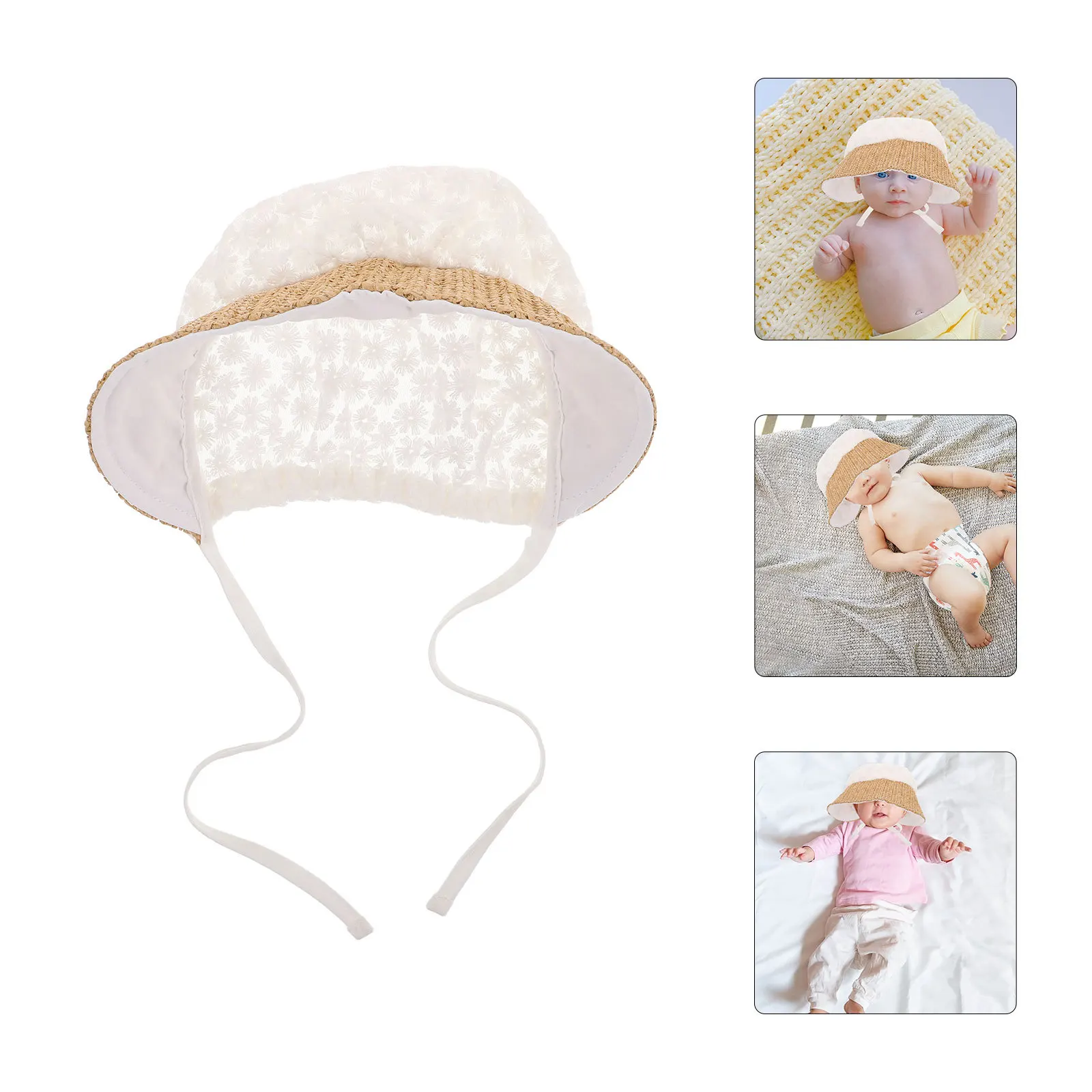 

Baby Girl Sun Hat Cute Daisy Embellishment Breathable Sun Protection for Spring Summer Fall Outdoor Toddler Dress Up Hat