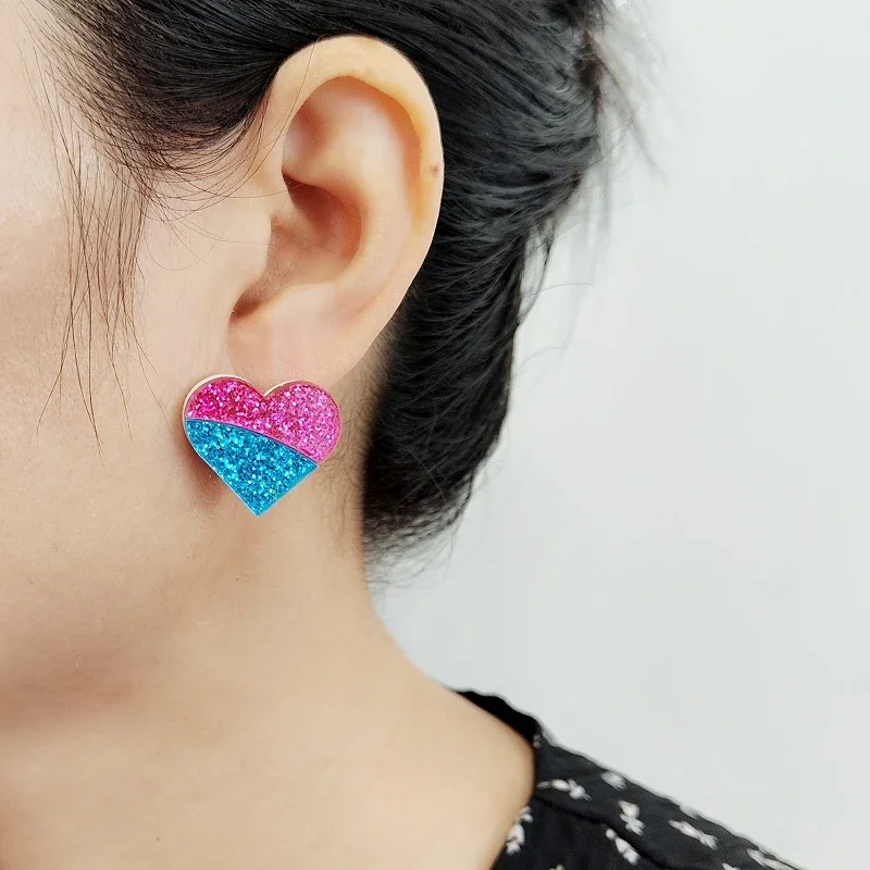 

Retro Heart Stud Earrings Fashion Jewelry for Women Colorful Acrylic Splicing Accessories