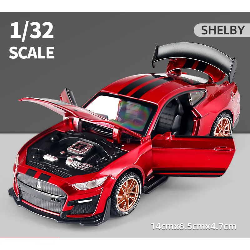 1:32 Ford Mustang Shelby GT500 Ecoboost-Legierung Muskel auto Modell Sound und Licht zurückziehen Kinderspiel zeug Sammlung Geburtstags geschenk