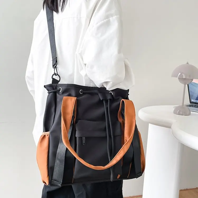 Large Capacity Tote Bag Color Contrast Shoulder Bag Women\'s Casual Handbag Female Simple Commuter Crossbody Bag