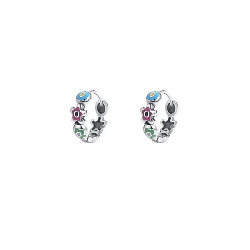REETI 925 Sterling Silver Earrings Flower Drops Glaze Color Creative Hot Sexy Jewelry For Women Gift Customized