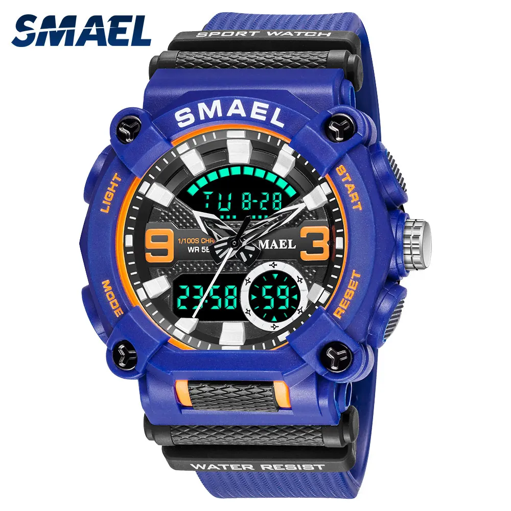 

Waches Digtal LED Waterproof Men Sports Watch Male Clock 8052 Shock Army Watch Men Sporty Dual Display Wristwatch