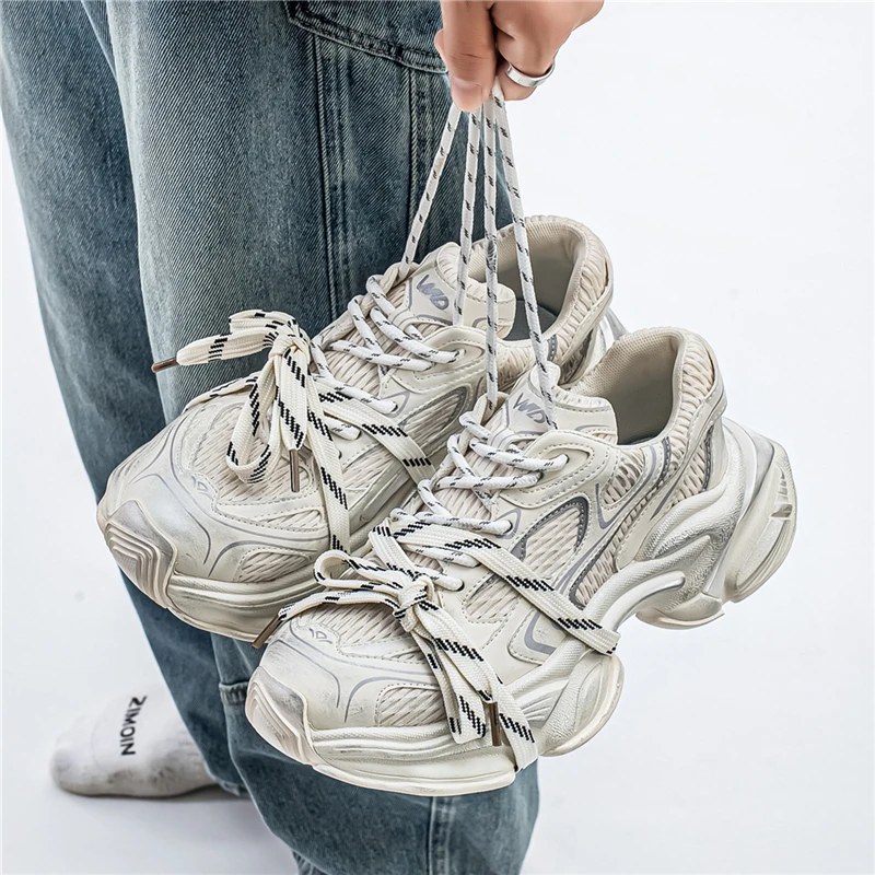 Men's Shoes Mesh Sneakers Casual Shoes 2025 New White Couple Dad Shoes Ladies Autumn Star Same Style Flat Sport Anti-slip