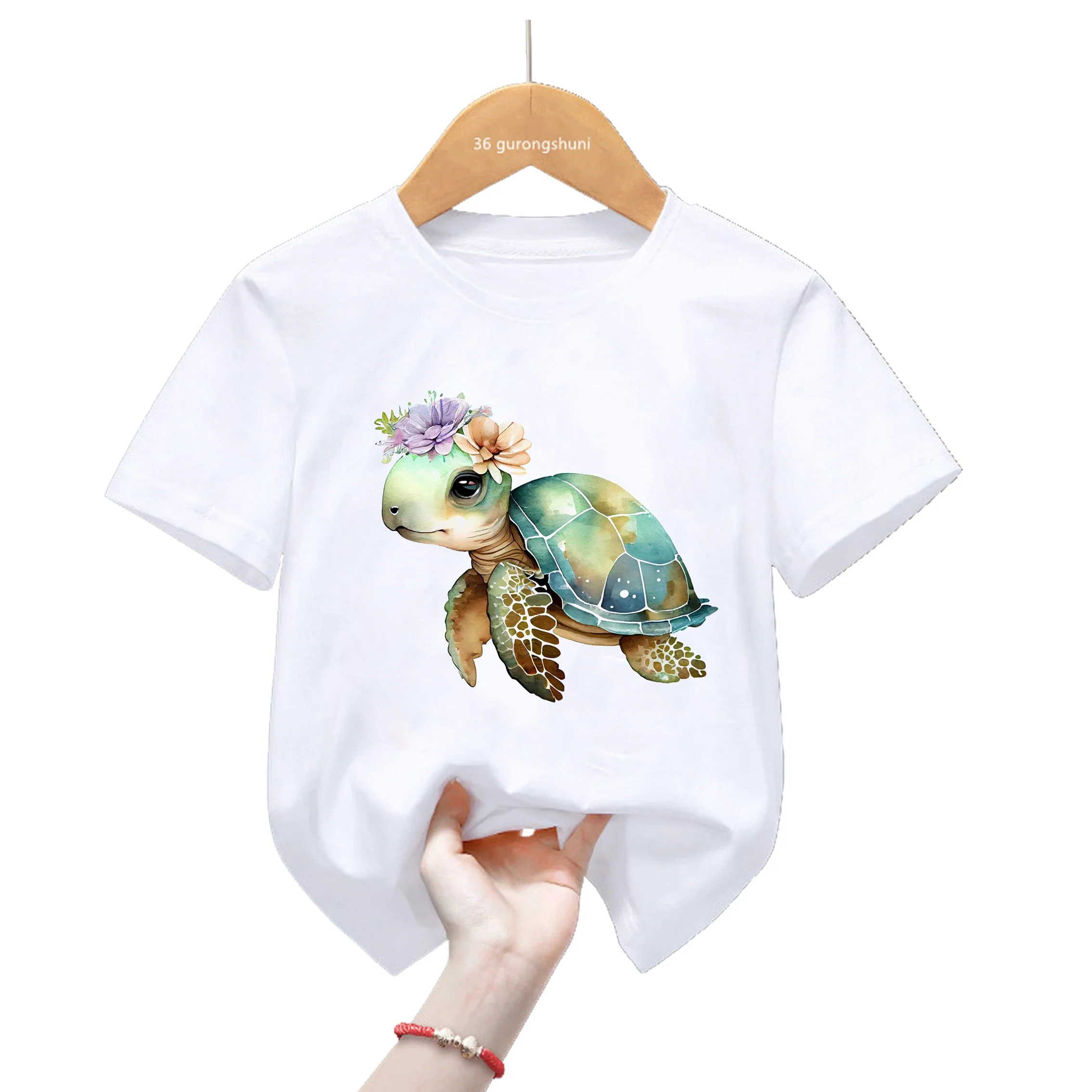 2024 Sea Turtle Print Tshirt For Girls/Boys Cool Kids Clothes Harajuku Shirt Lovely Childre Clothing Summer Fashion T-Shirt