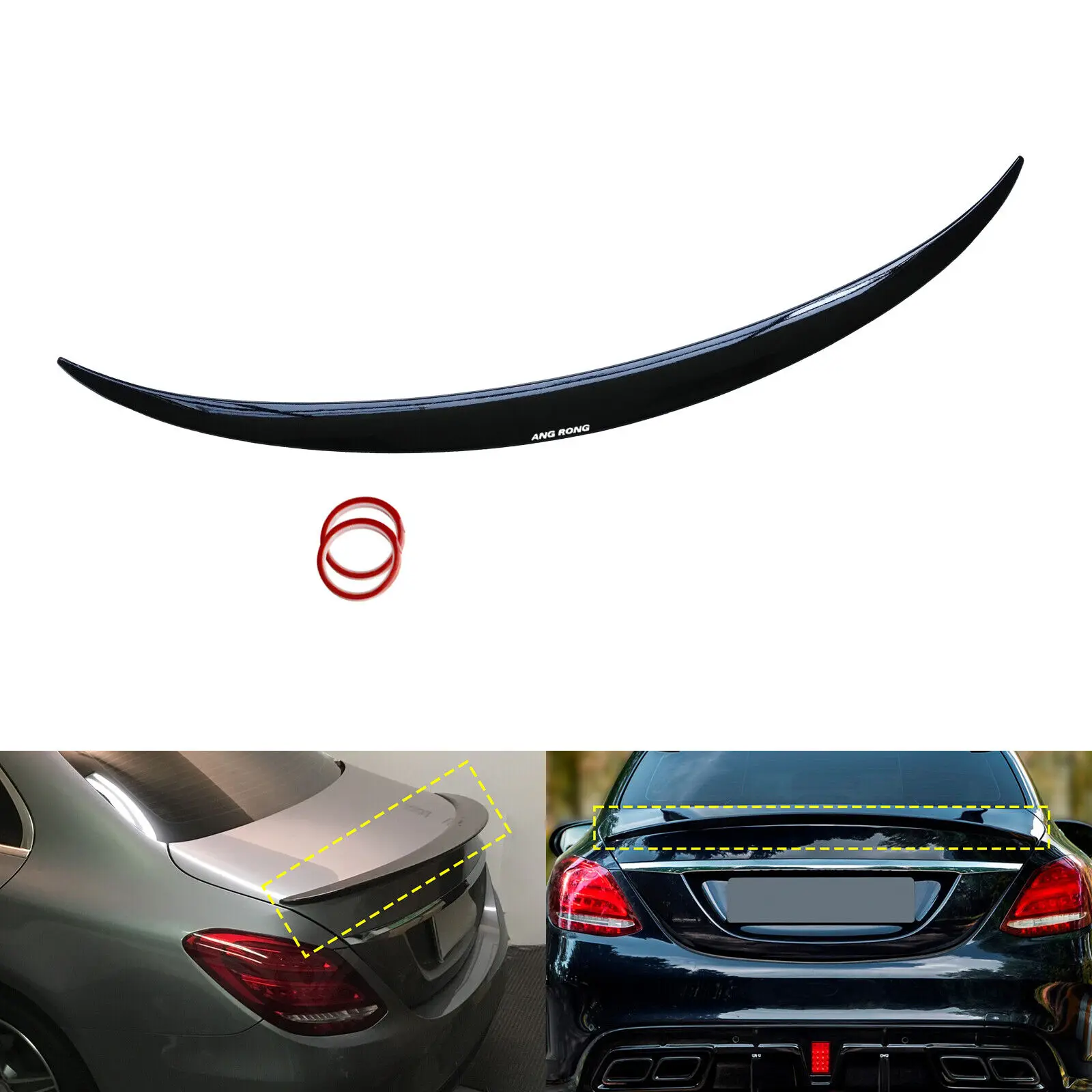 

For 15-20 Mercedes Benz C Class W205 ABS Rear Boot Trunk Lip Spoiler Gloss Black
