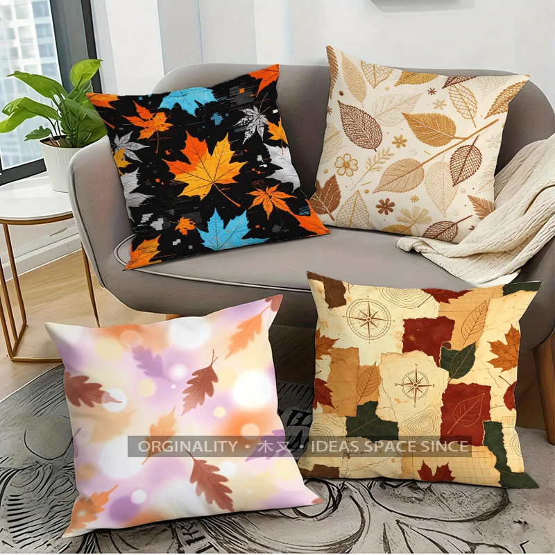 Fall Leaves Throw Pillow Covers Pattern Cushion Cover Suitable for Sofa Bedroom Car Pillow Cover