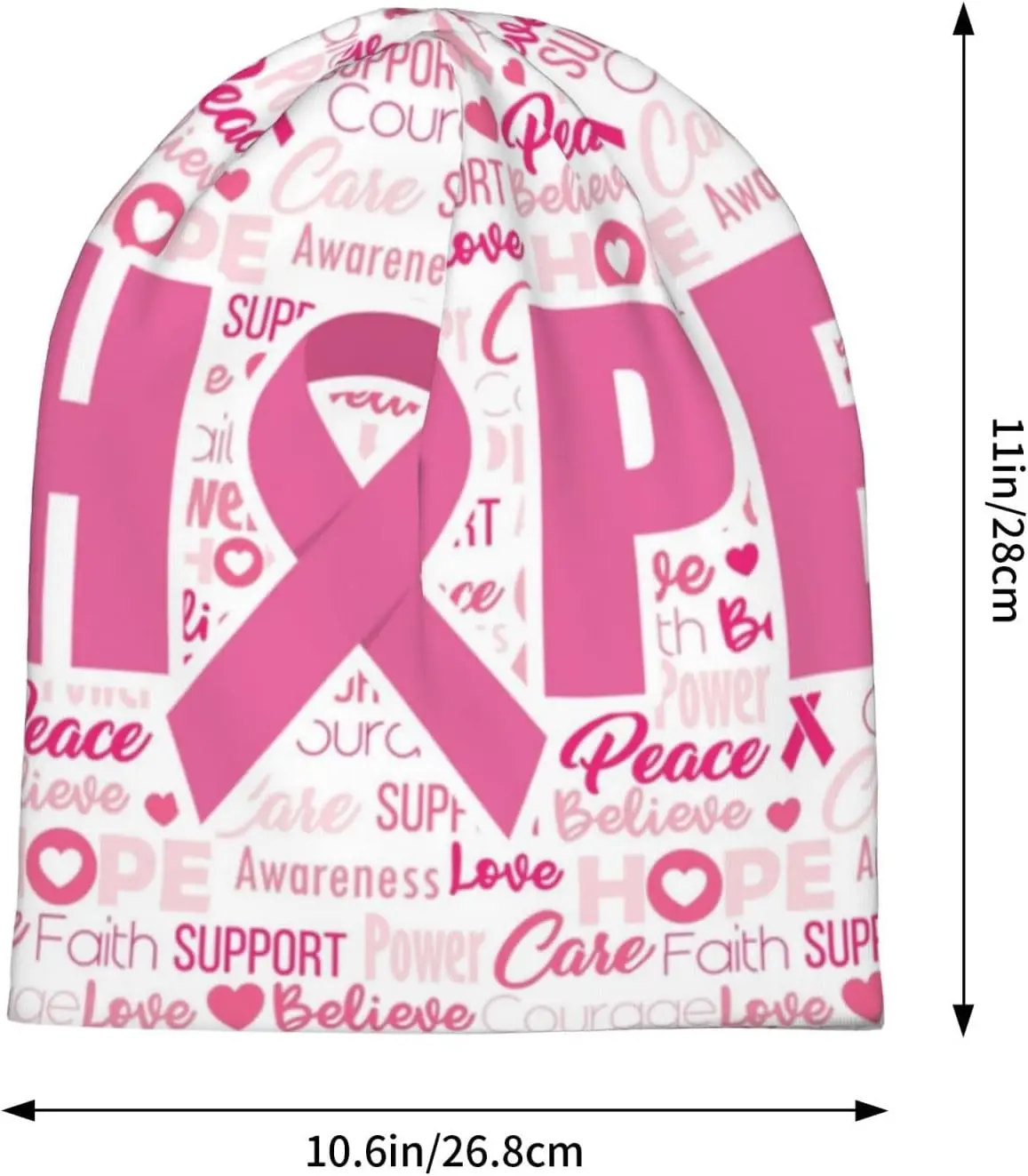 Breast Cancer Beanie Chemo Hat Cancer Headwear Knitted Hats Baggy Slouchy Scarf Cap for Adults Women Men