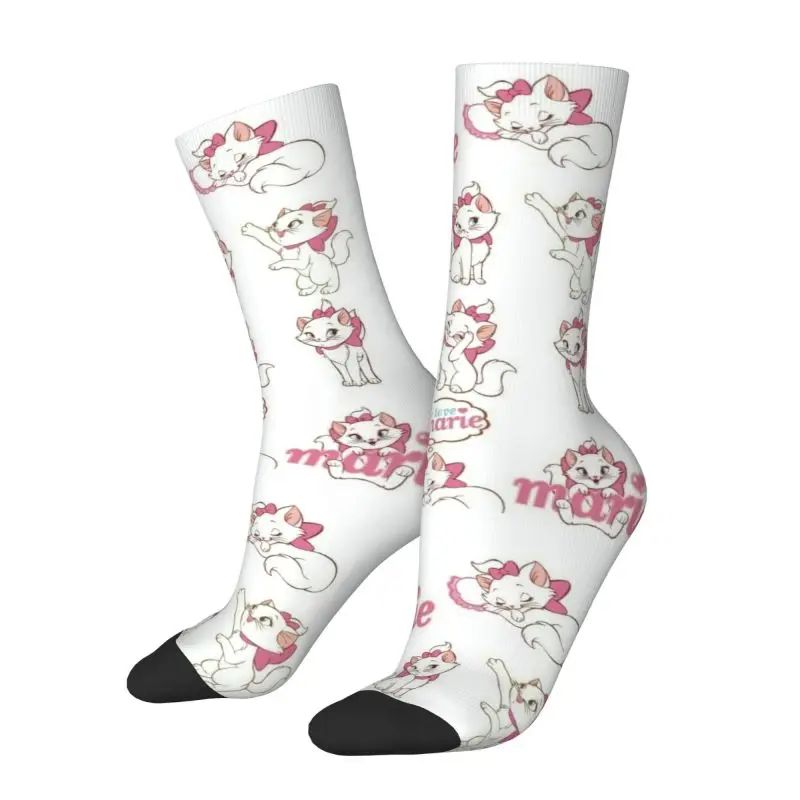 

Custom Anime Dress Socks Men Women Warm Funny Novelty Marie Cat Collage Crew Socks