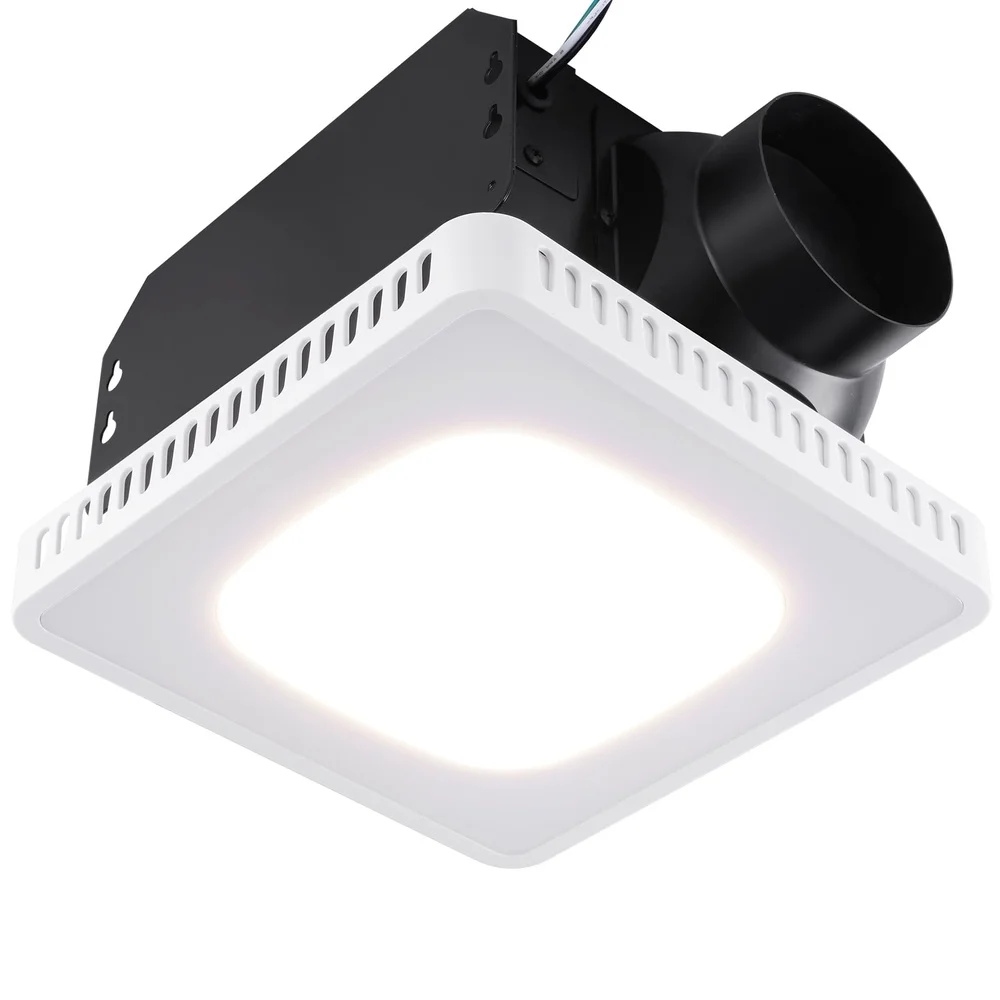 مروحة عادم الحمام الهدوء مع 8 ألوان LED 110 CFM مستشعر الرطوبة مؤقت مقاوم للرطوبة تصميم متين سهل