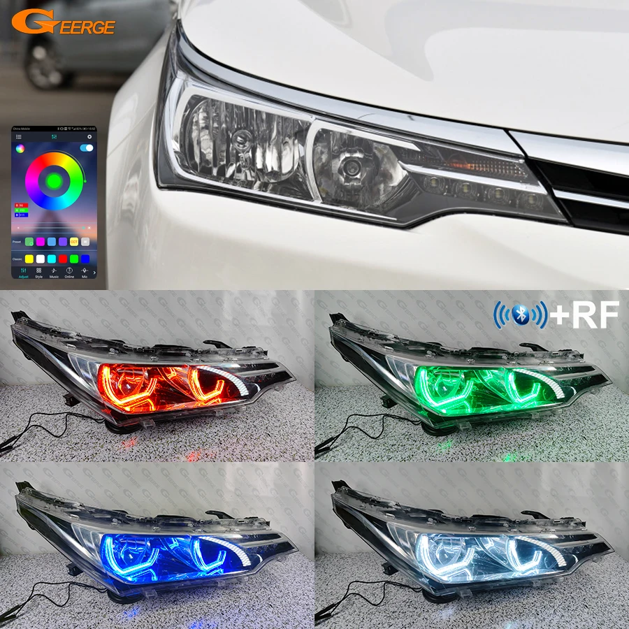 For Toyota Corolla ALTIS E17 E18 2013 - 2019 Bluetooth App Multi Color Crystal DTM M4 Style RGB LED Angel Eyes Kit Halo Rings