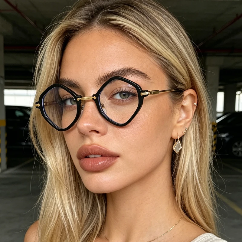 1pc small-angled hexagonal glasses, light business literary frames, unisex fashion glasses