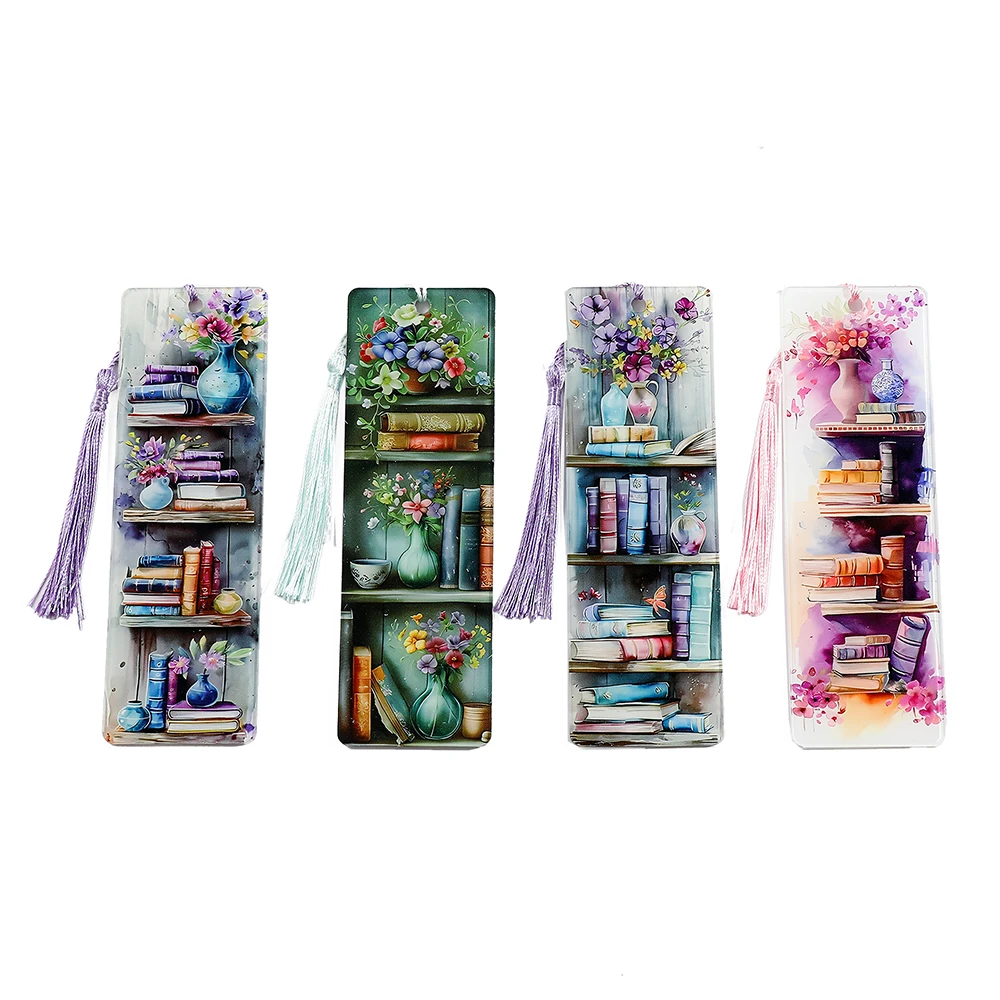 Colorful flower bookshelf, acrylic art bookmark for books, give to book lovers. Reading gifts for bookworms and friends