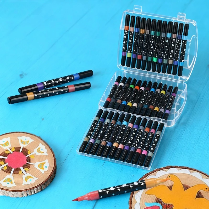 12/24/36/48pcs Double-headed Glitter Marker Set Quick-drying Waterproof Non-fading for Handbook Records Crafts DIY Graffiti