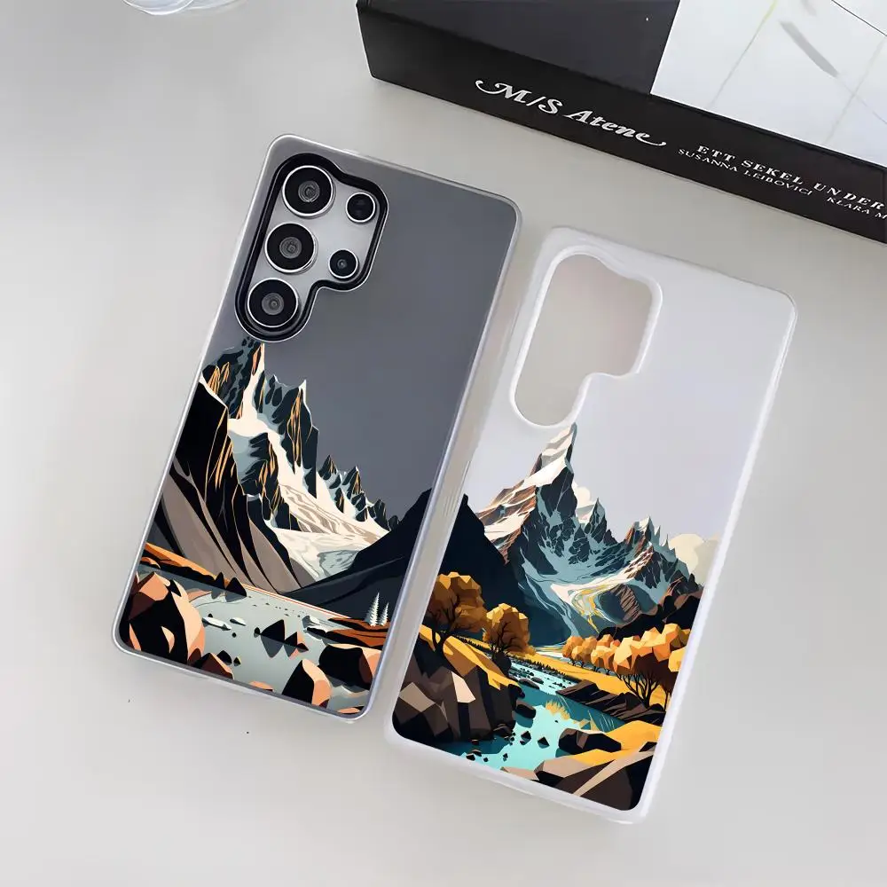 Pretty Landscape Mountain Phone Case For Samsung Galaxy S25 S24 S22 S23 Ultra S21 S20 Plus Frosted Jelly Shockproof Soft Cover