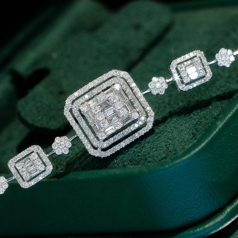 KUGG 100% 18K White Gold Bracelet Classic Design 3.40carat Real Natural Diamond Bracelet for Women Senior Banquet Fine Jewelry