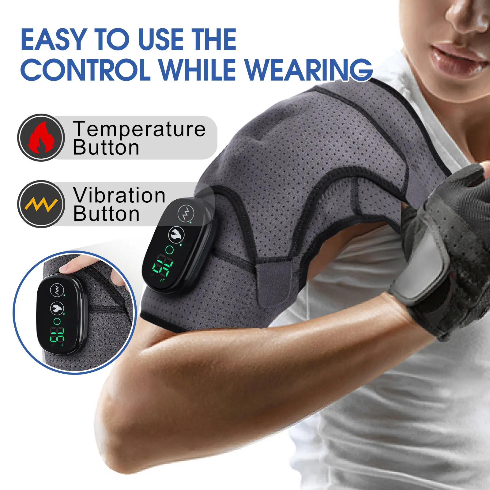 Electric Heating Vibration Massager for Shoulder Therapy Brace Belt Thermal Massage Shoulder Support Pad Arthritis Pain Relief