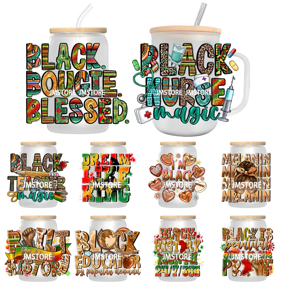 I'm Black History Black Nurse Teacher Magic Juneteenth 1865 UV DTF Transfer Stickers Decals For Libbey Cold Cups Mugs Tumbler