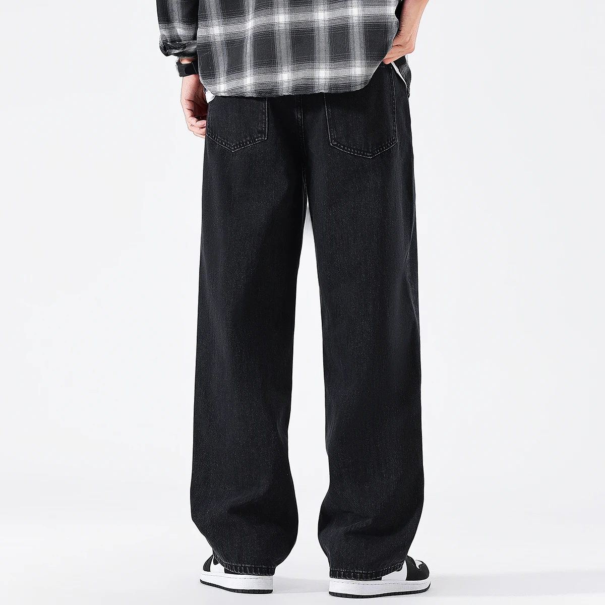 Jeans retrò neri da uomo 2025 autunno e inverno nuovi pantaloni casual di marca marea dritta allentata N Wash