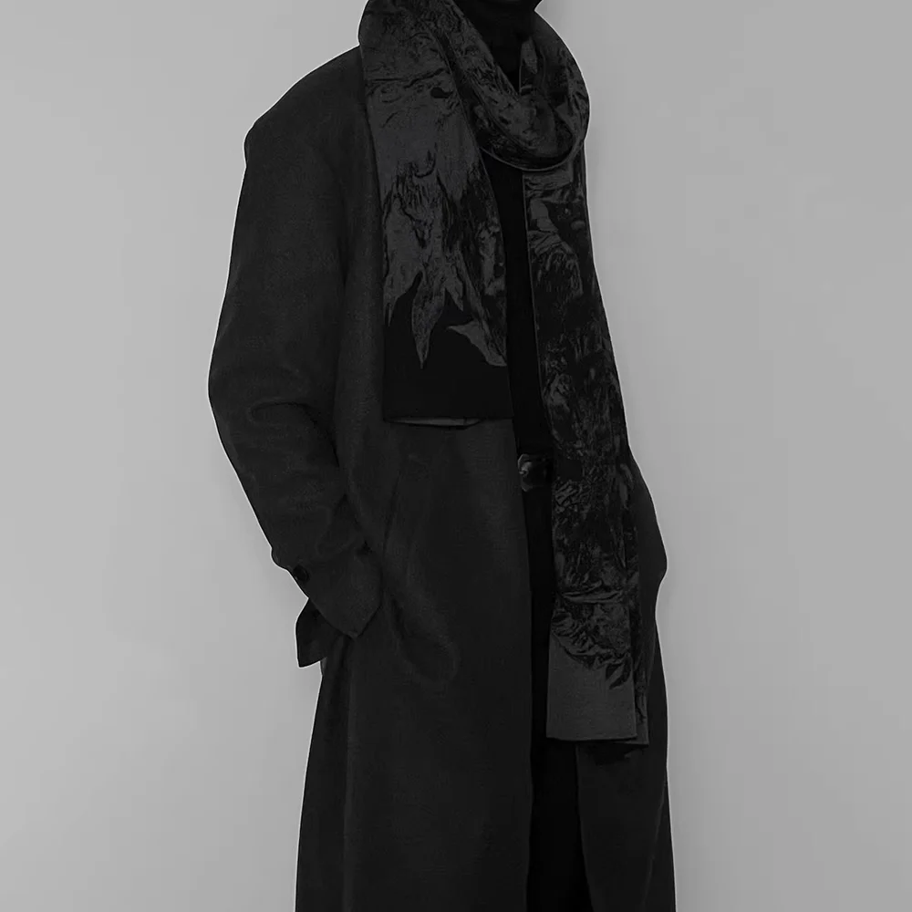 

Зимний мужской шарф 2026 года, однотонный, жаккардовый, в американском ретро-стиле, модный, трендовый, для уличной моды, свободный, повседневный, нишевая мужская одежда