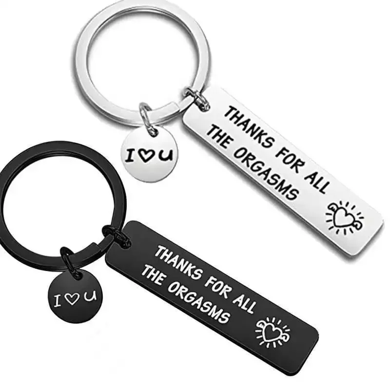 Stainless Steel Keychain Thanks for All The Orgasms Letter Black Color Keychain Gift for Couples Metal Key Ring Car Accessories