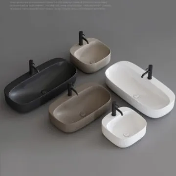 

brown ceramic countertop basin wash basin, bathroom wash basin light luxury hotel style MOON series