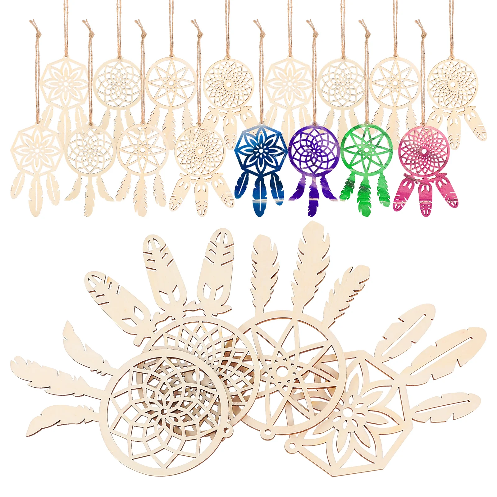 

40 Pcs Wooden Dream Catcher Kits Lightweight Compact DIY Crafts Unfinished Ornaments Sewing Accessories Creativity Durability