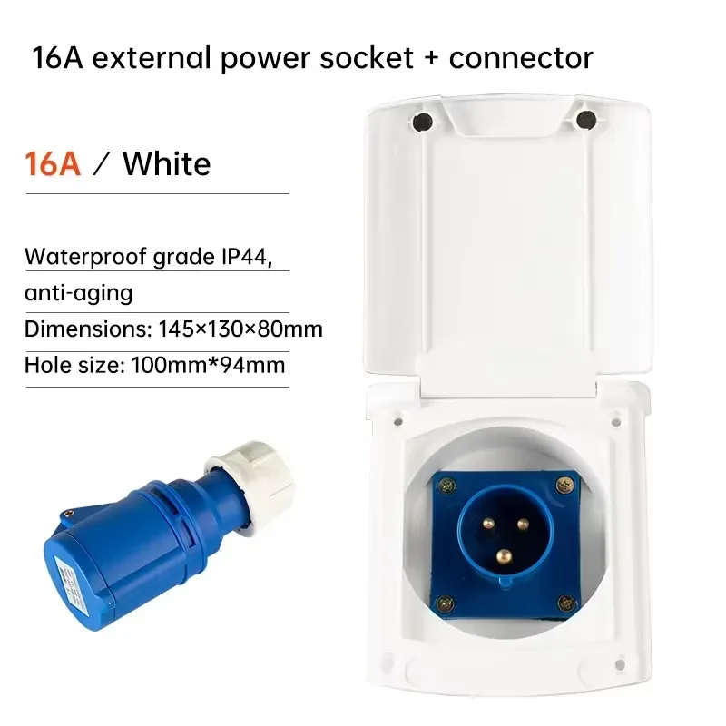 220V 16A RV Power Socket Box Lockable Marine Electrical Outlet Panel Waterproof Camper Boat Trailer Caravan Shore Power