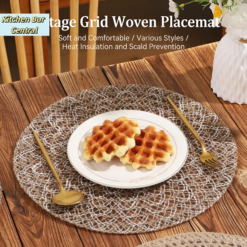 【1PC Hand-Woven Jute Round Placemat 15Inch Heat-Resistant Non-Slip Table Mats For Farmhouse Boho Dining Decor】