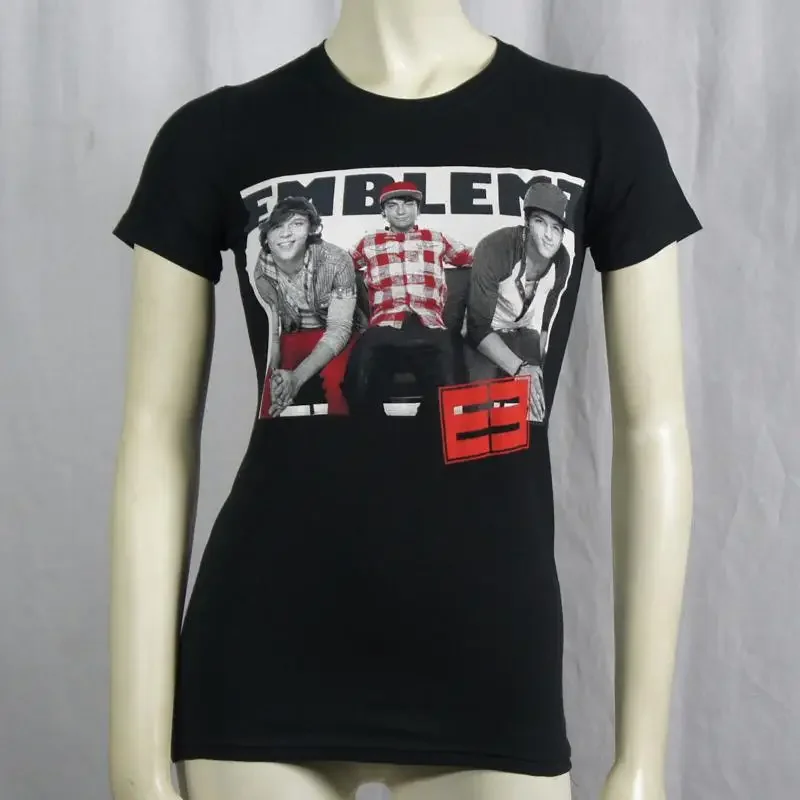 Authentic EMBLEM 3 Plain Boy Band Photo Girl Juniors T Shirt S XL NEW