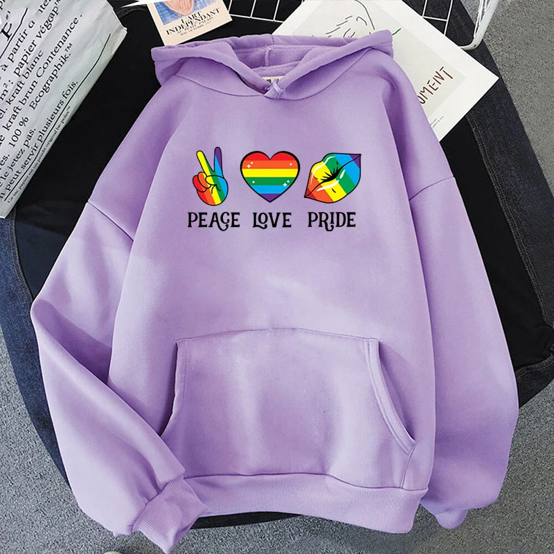 

New Lgbt Peace Love Pride Hoodies Women Men Long Sleeve Sweatshirt Female Casual Loose Hoodies Fashion Pullovers Tops