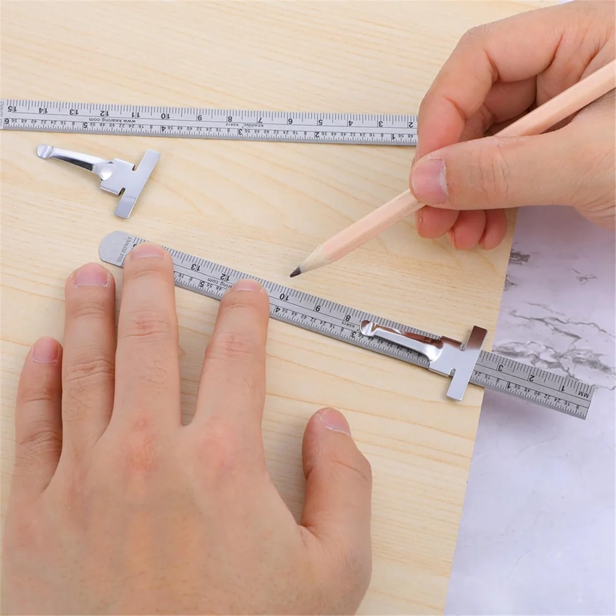 A002 3 PCS Machinist Ruler, 6 Inch 15 cm Pocket Ruler Flexible Precision Stainless Steel Ruler with Detachable Clips
