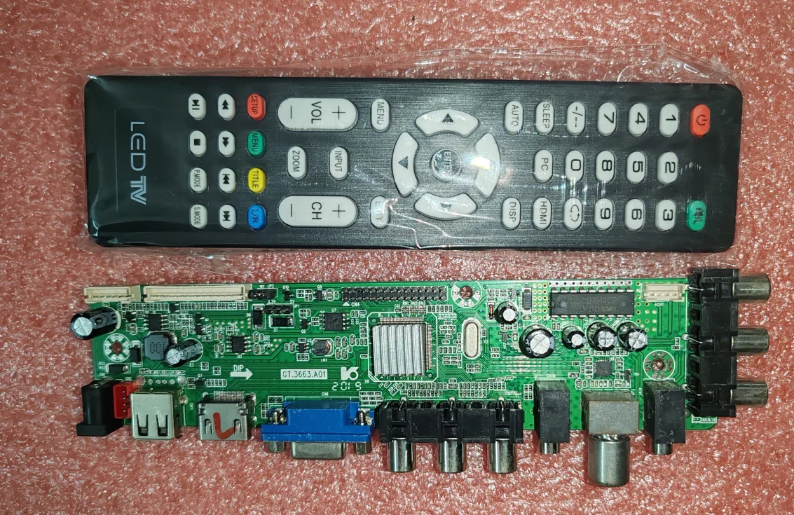 GT.3663.A01    LED TV motherboard RF+VGA+2AV+HDMI+USB  for  1366x768  resolution