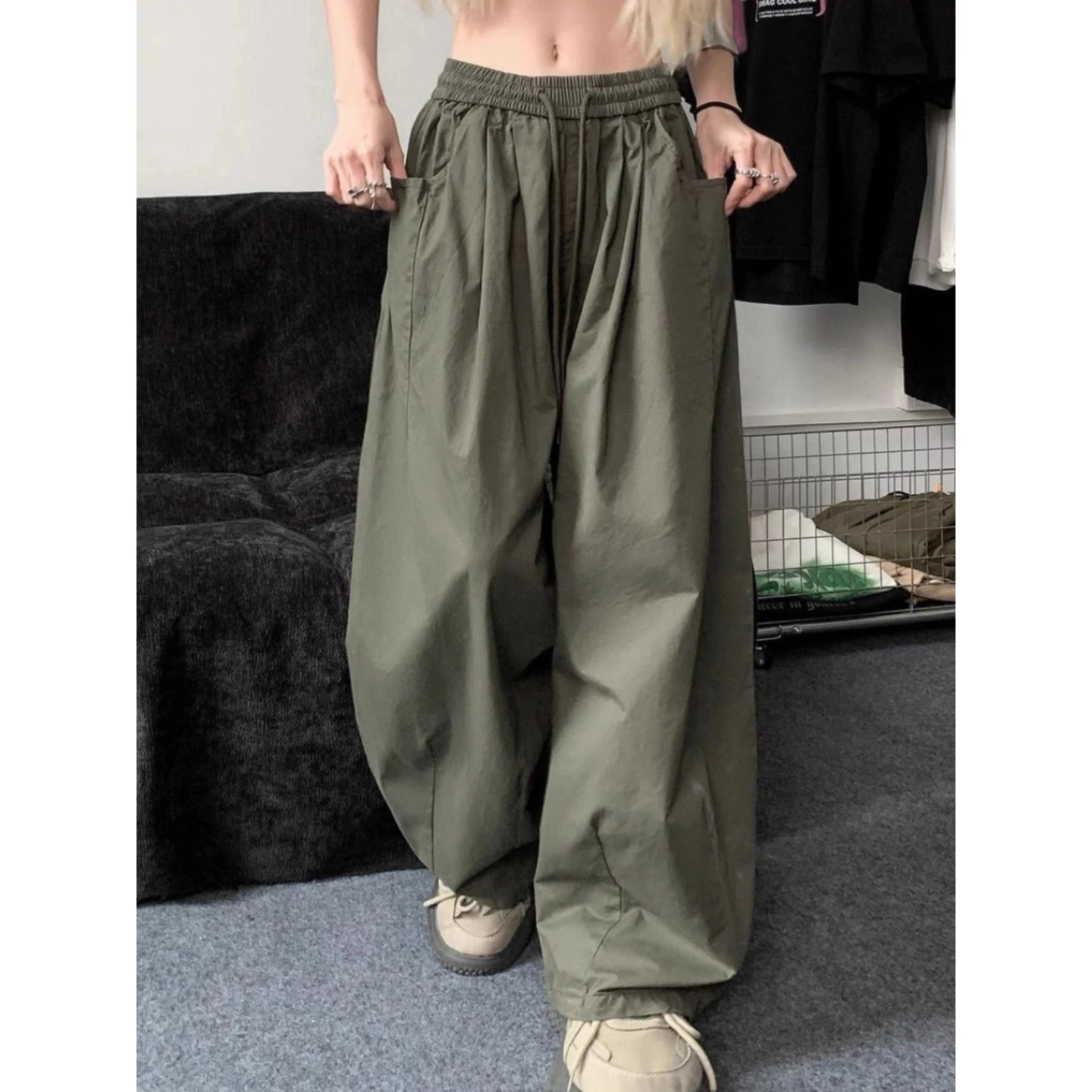 

Мужские свободные прямые рабочие брюки, осень-зима, большой размер 250, повседневные спортивные брюки American Sle Dstring Bla