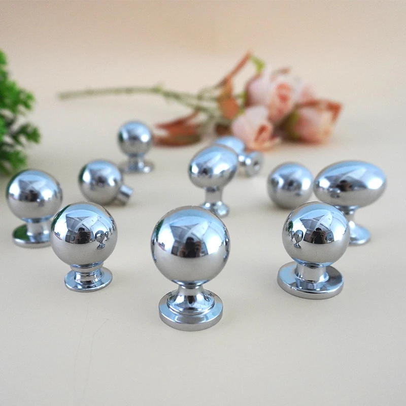 

Modern Minimalist French Style Electroplated Brass Dove Egg Silver Round Ball Drawer Pull Handle