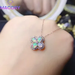 Sterling Silver 925 Natural Opal Necklace Female Free Shipping Jewelry Certification Original Sterling Silver Pendant