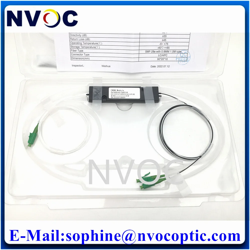 

1*2 Fwdm Filter ABS box Tx1310 Rx1550/1490 nm Module 1X2 Fiber Optic Multiplexer Separation Wavelength 1M, SC/LC/FC UPCAPC 0.9mm