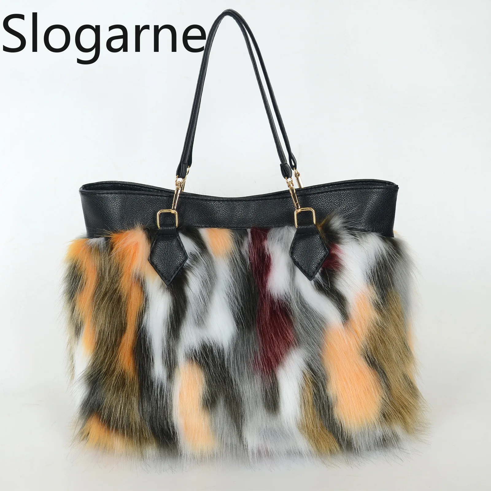 Frauen Große Kapazität Faux Pelz Taschen Damen Winter Mode Pelzigen Handtaschen Luxus Design Leopard Unterarm Tasche Flauschigen Schulter Tasche