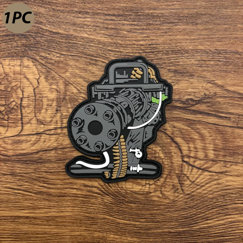 

Шеститрубный пулемет, 3D наклейка из ПВХ, значок морали, нашивка для нарукавной повязки, рюкзака и тактического жилета, декоративная нашивка для одежды, мягкая резина