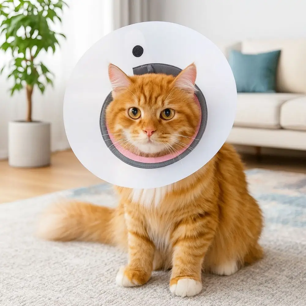 Breathable Pet Protective Collar Bite Resistant Transparent Recovery Cone Collar Adjustable Anti-Scratch Cat Anti Lick Cover